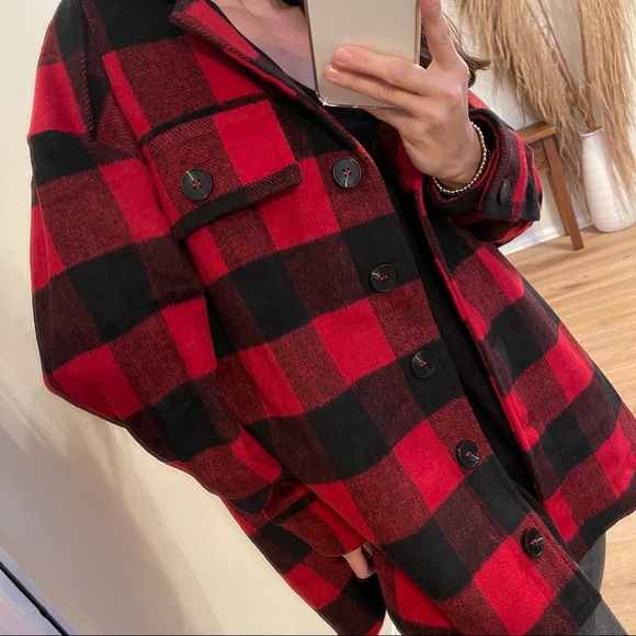 NEW✨Holly Plaid Coat | Red + Black - Picture 7 of 10